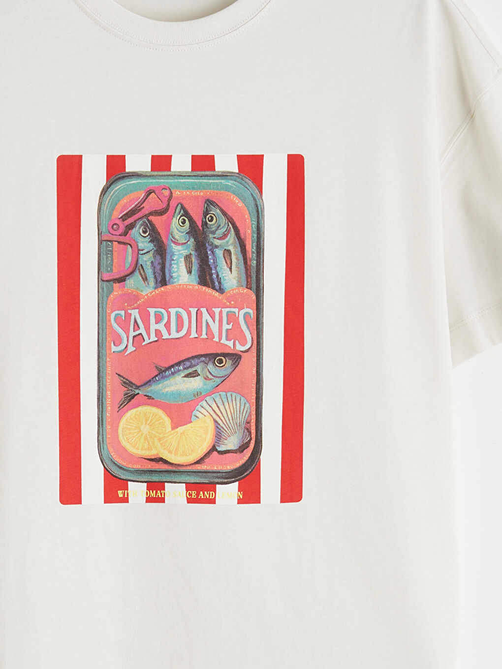 Gri Bisiklet Yaka Baskılı Oversize Kadın Tişört-5