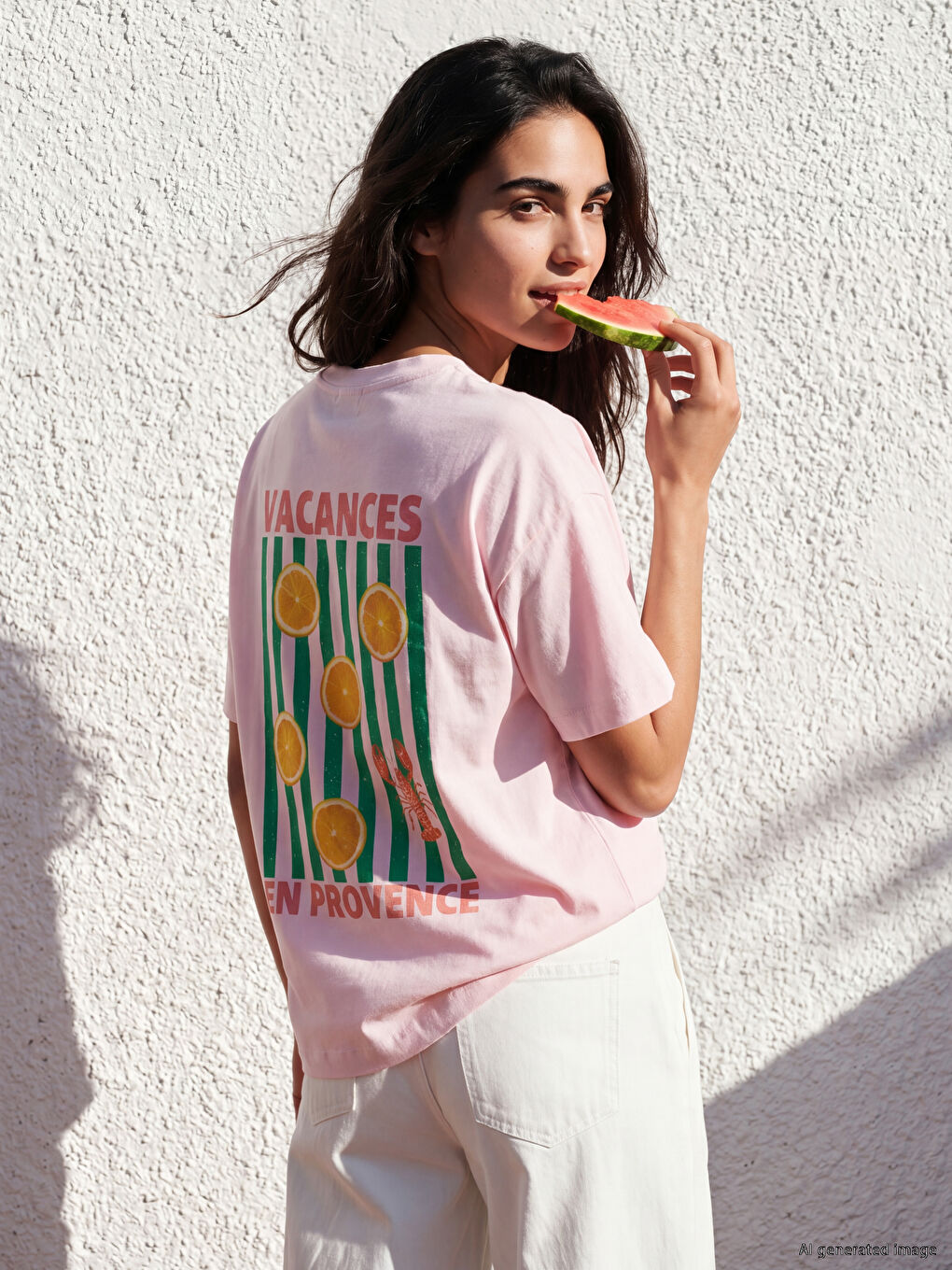 Crew Neck Printed Oversize Women's T-Shirt