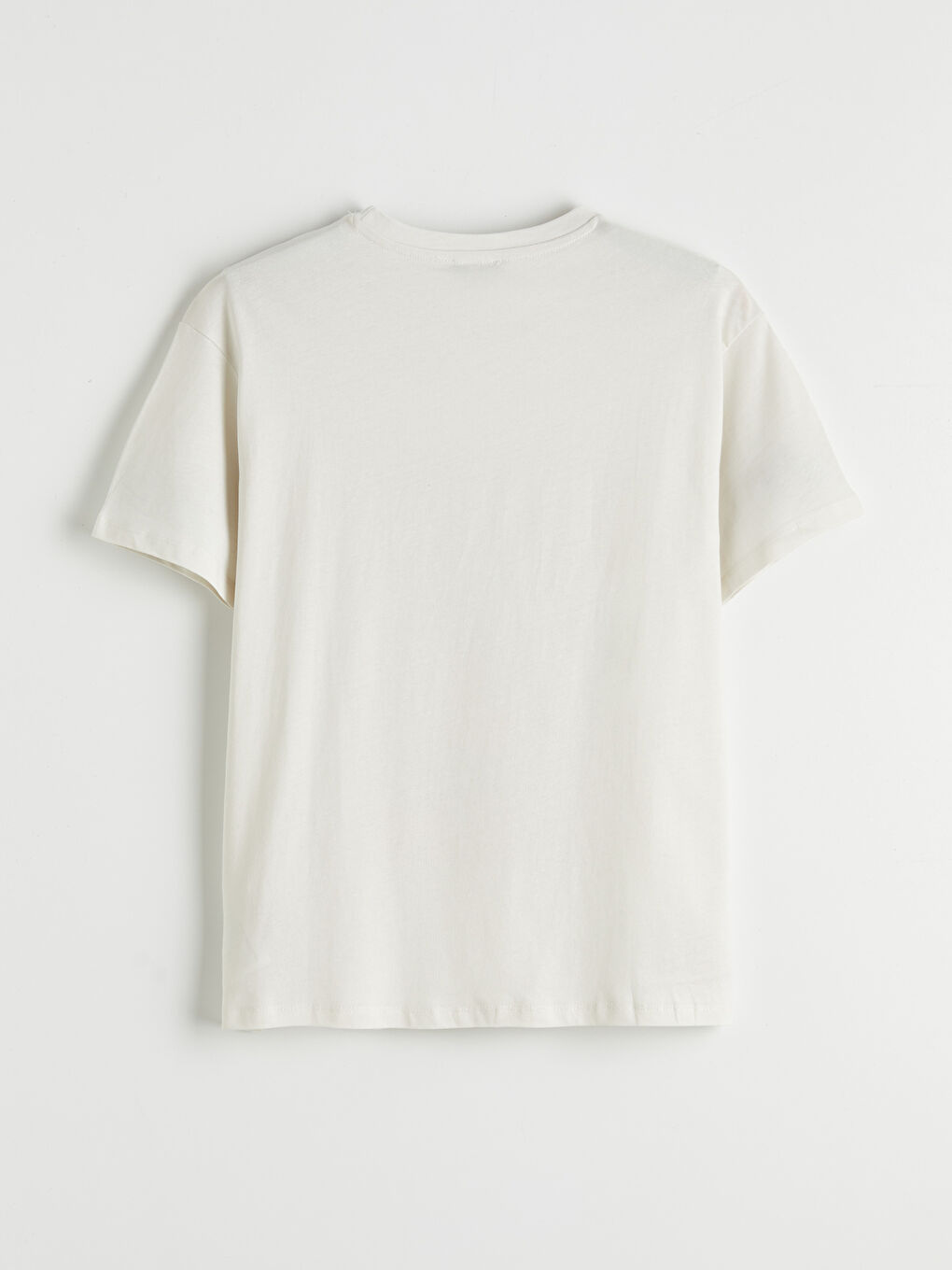 Gri Bisiklet Yaka Baskılı Kadın Tişört-4