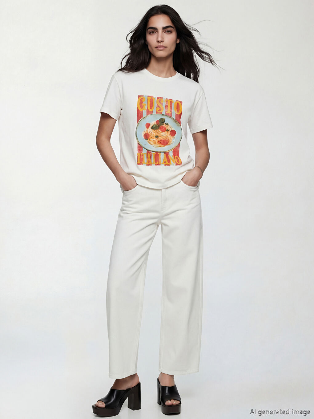 Gri Bisiklet Yaka Baskılı Kadın Tişört-1