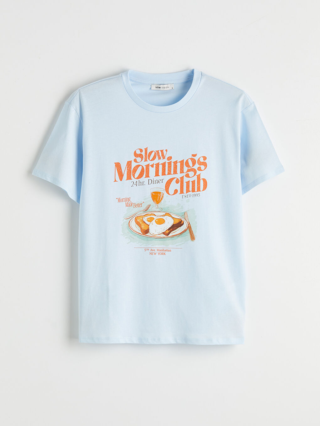 Mavi Bisiklet Yaka Baskılı Kadın Tişört-3