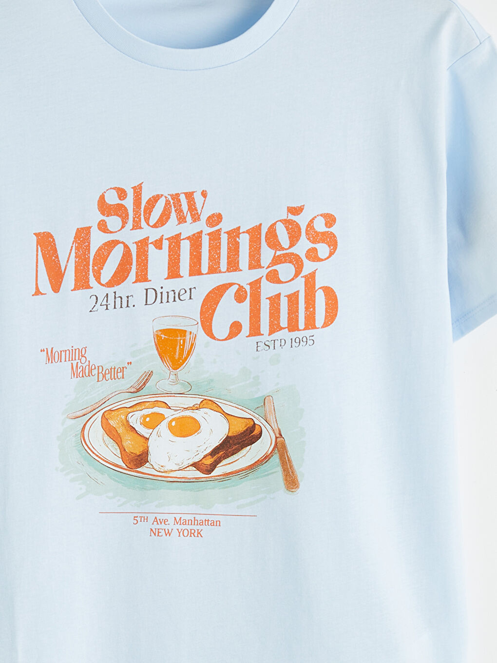 Mavi Bisiklet Yaka Baskılı Kadın Tişört-5