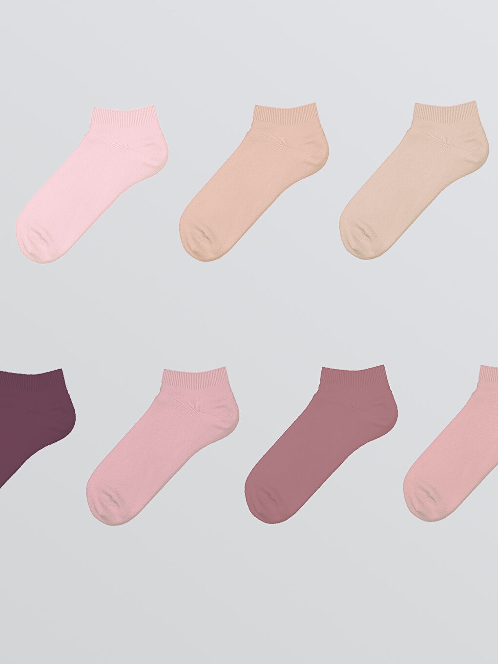 Pembe Kadın Düz Patik Çorap 7'li-1