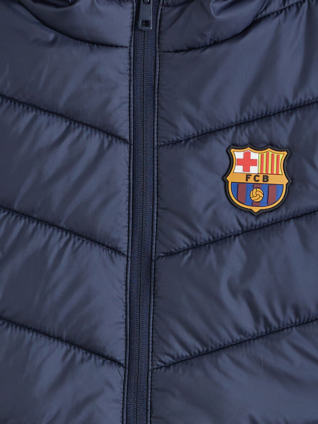 Lacivert Kapüşonlu FC Barcelona Baskılı Erkek Çocuk Şişme Yelek-2