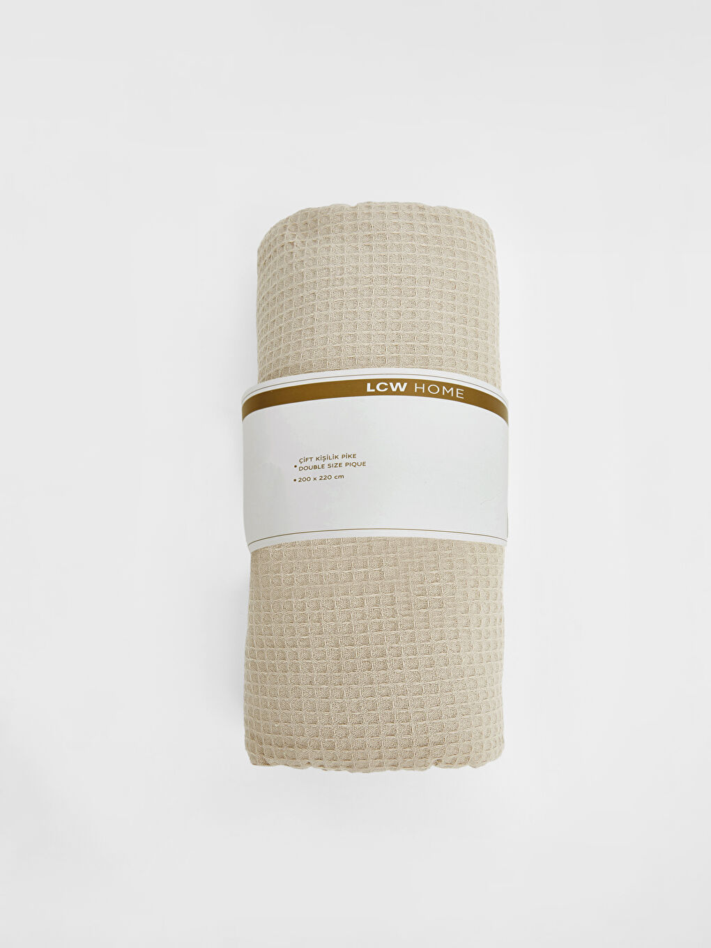 Bej Pamuklu Tek Kişilik Pike-1