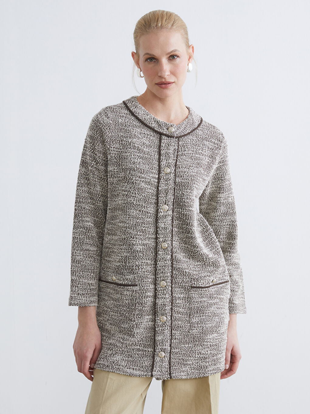 Kahverengi Bisiklet Yaka Kadın Hırka