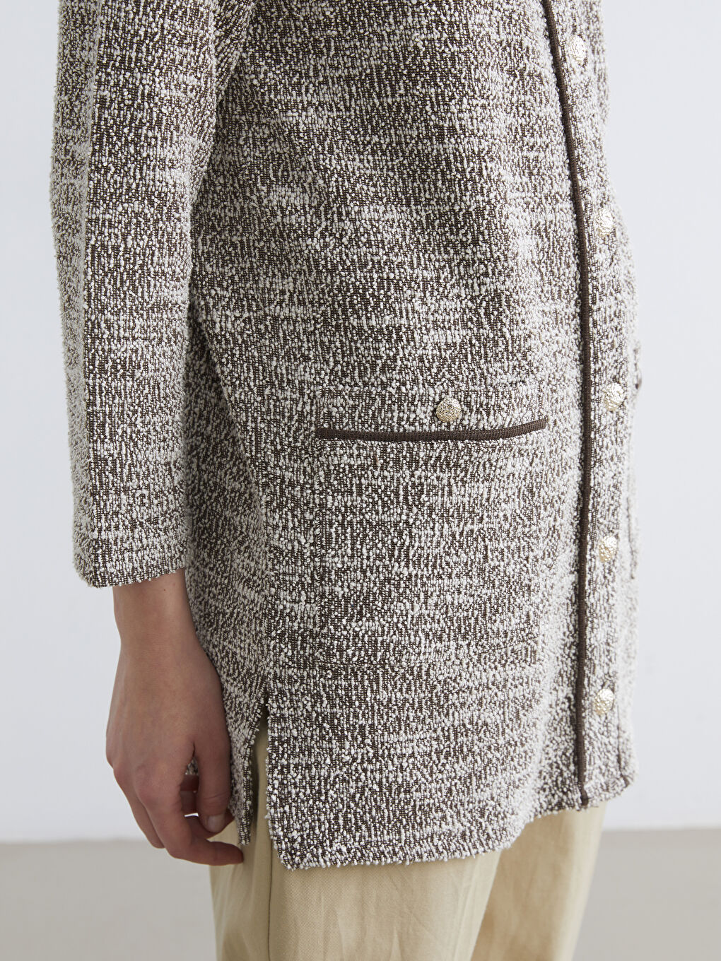 Kahverengi Bisiklet Yaka Kadın Hırka-2