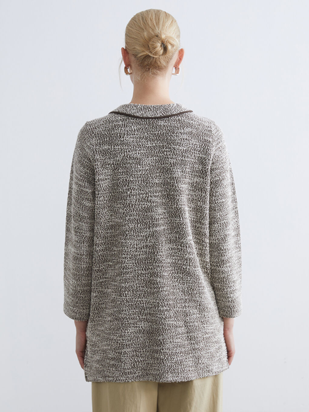 Kahverengi Bisiklet Yaka Kadın Hırka-3