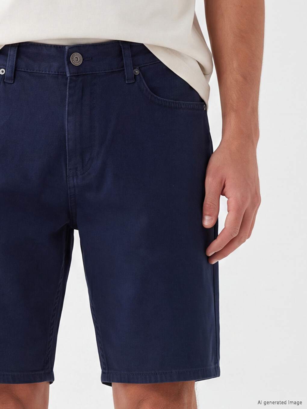 Lacivert Regular Fit Erkek Jean Şort-2