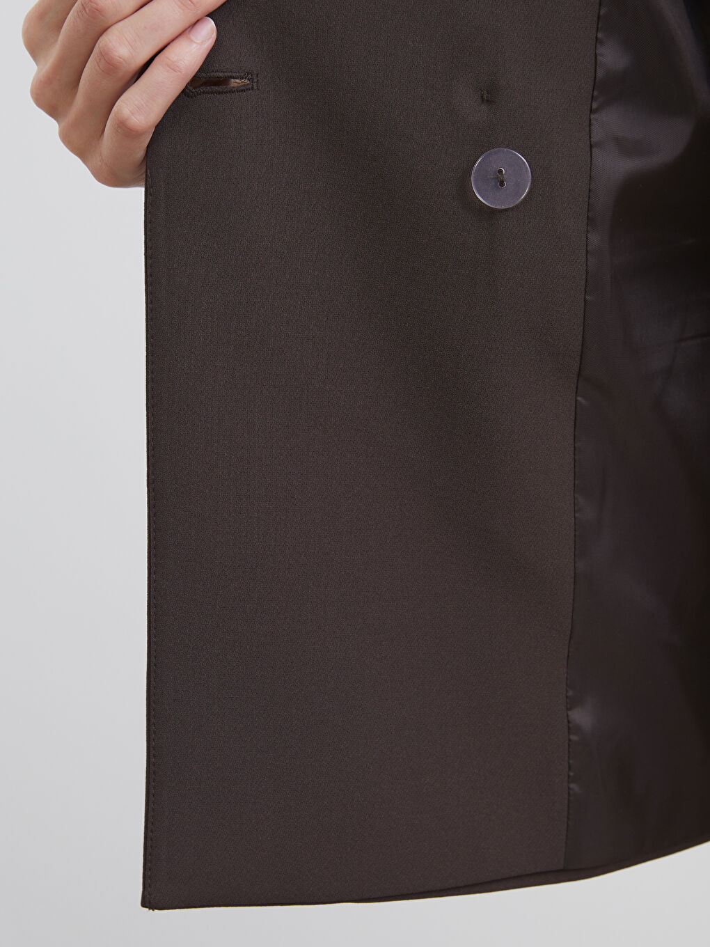 Kahverengi Kruvaze Yaka Kadın Klasik Yelek-3