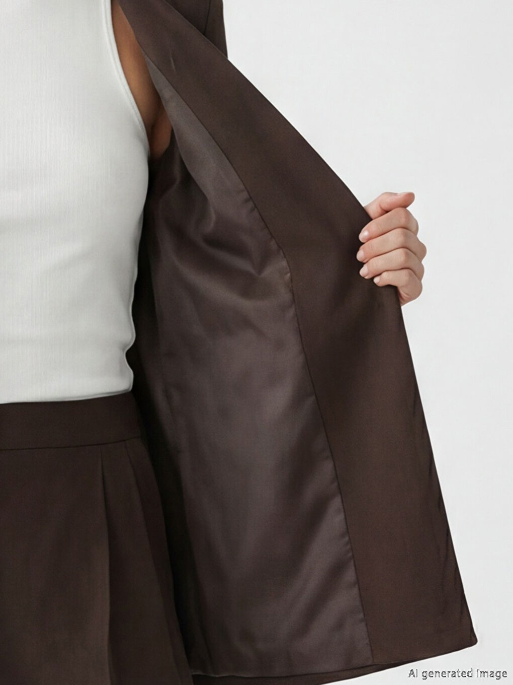 Kahverengi Kruvaze Yaka Kadın Blazer Ceket-12