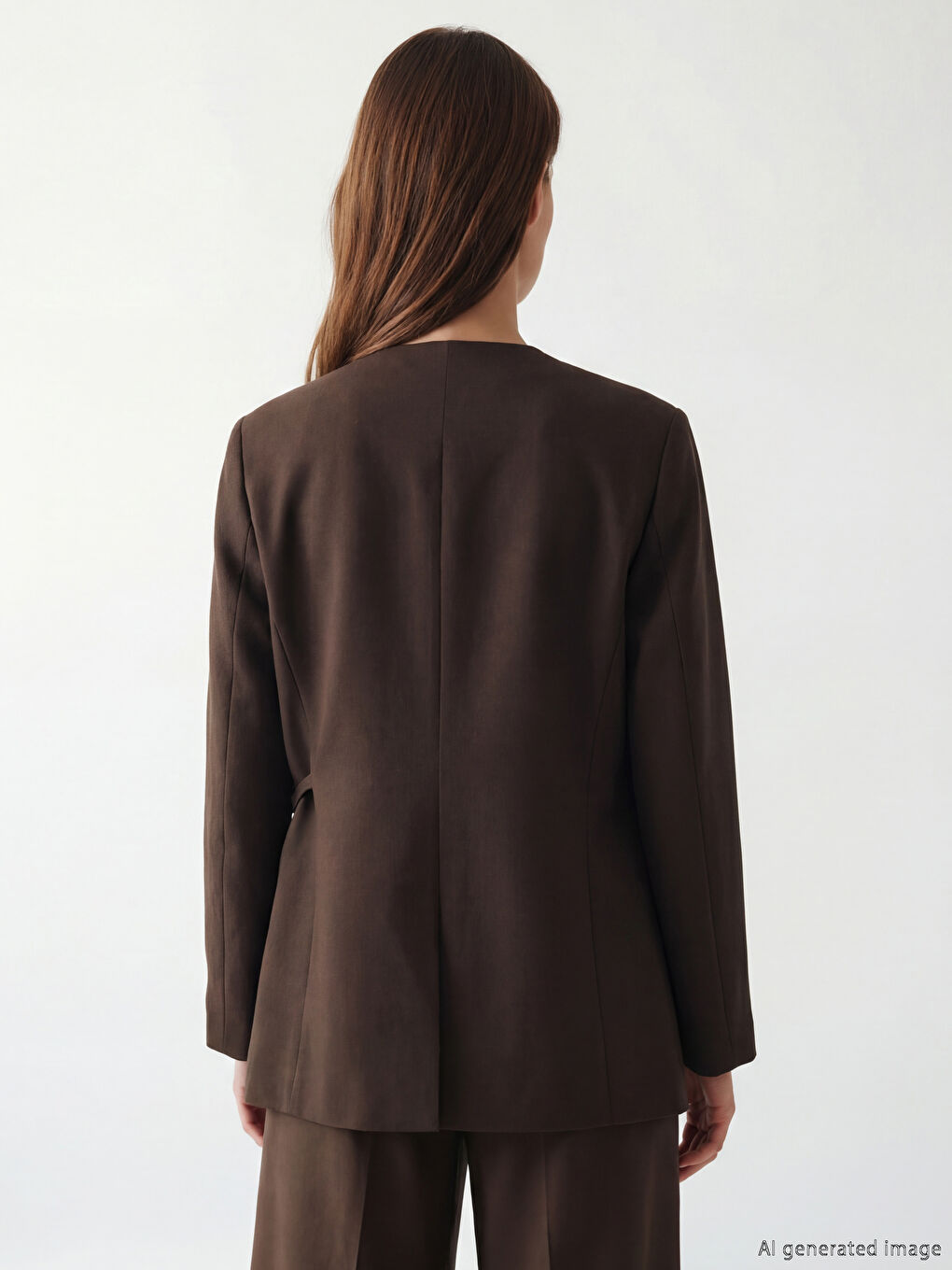 Kahverengi Kruvaze Yaka Kadın Blazer Ceket-13