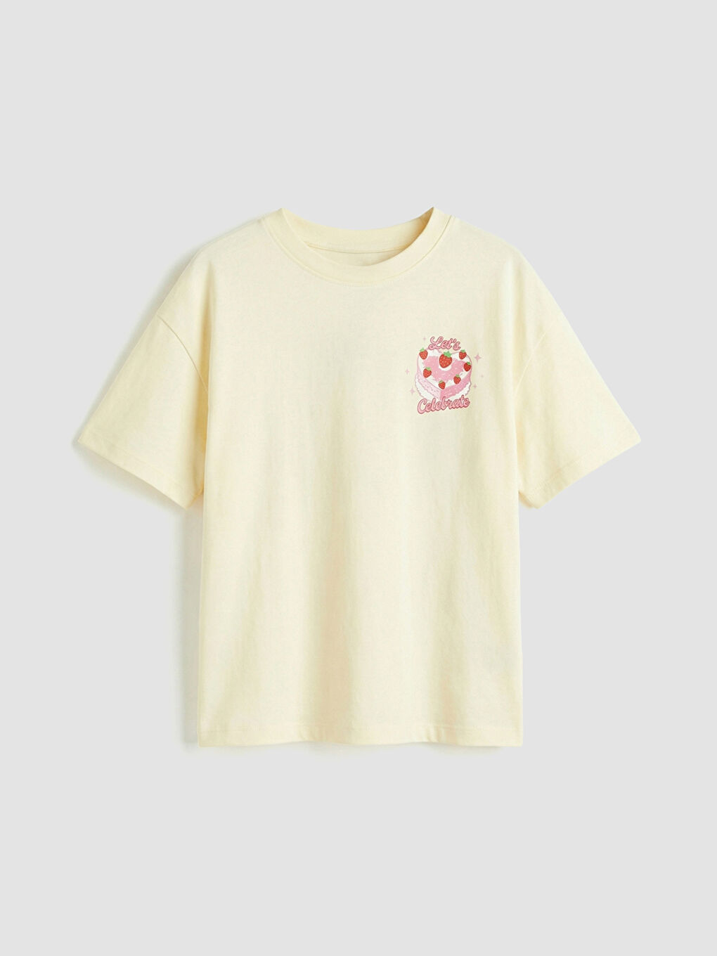 Sarı Baskılı Kısa Kollu Kız Çocuk Pijama Takım-1