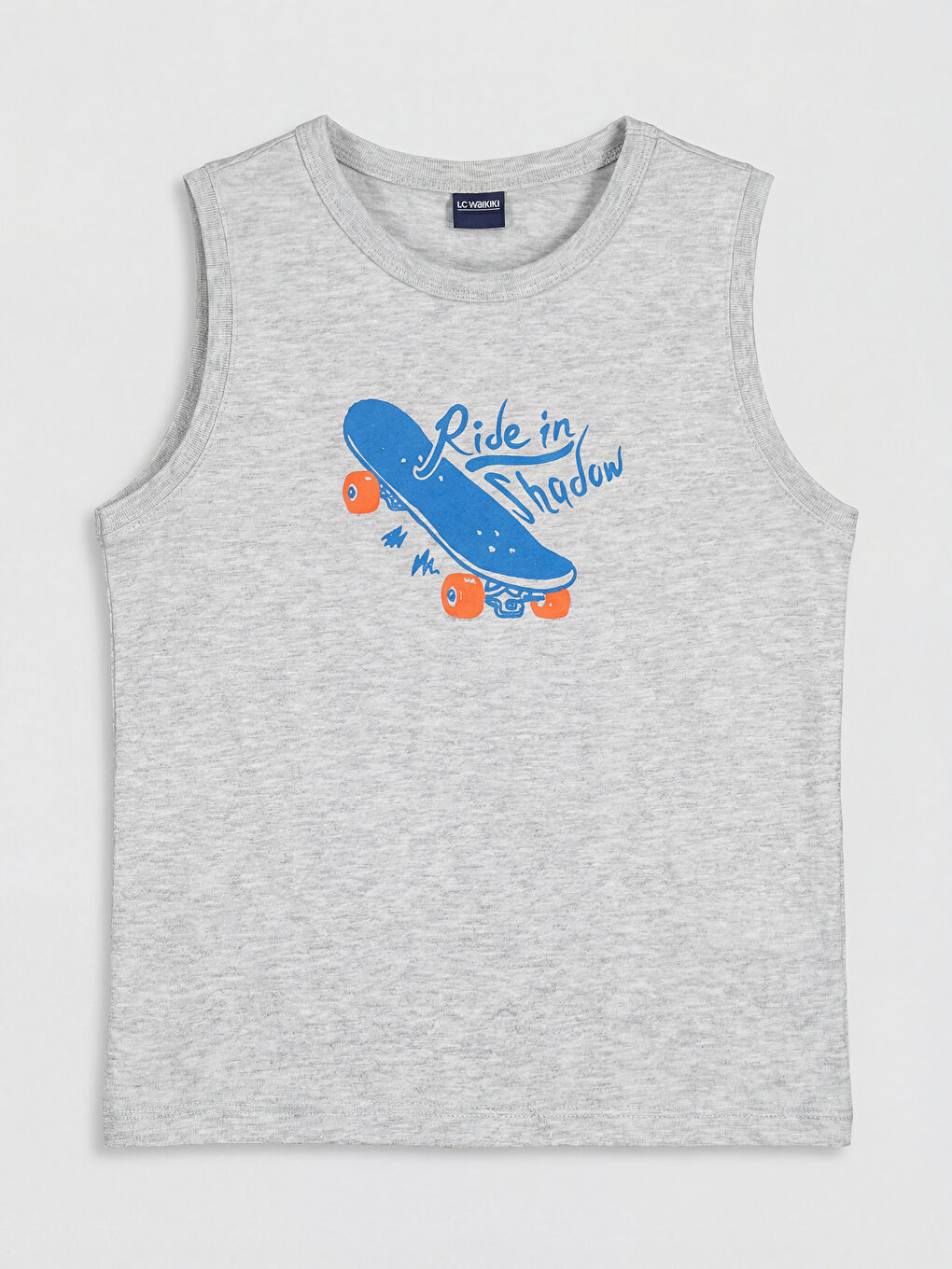 Gri Bisiklet Yaka Baskılı Erkek Çocuk Atlet