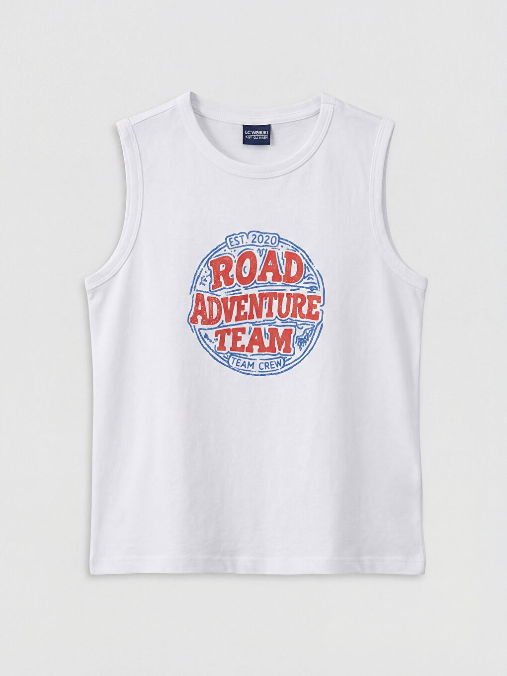 Beyaz Bisiklet Yaka Baskılı Erkek Çocuk Atlet