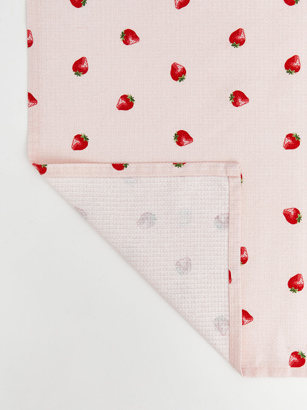 Pembe Çilek Desenli Tek Kişilik Pike 160x220 cm-2