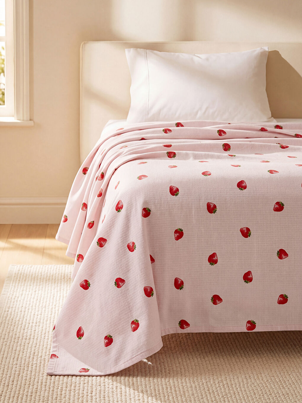 Strawberry Patterned Single Pique 160x220 cm