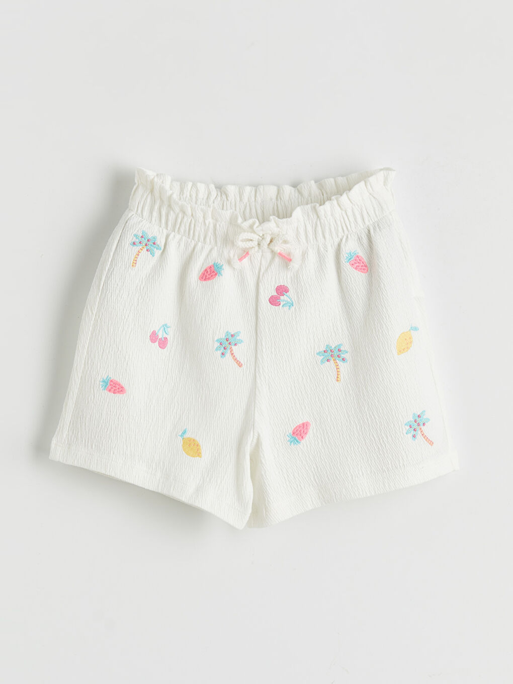 Elastic Waist Embroidered Girls' Shorts