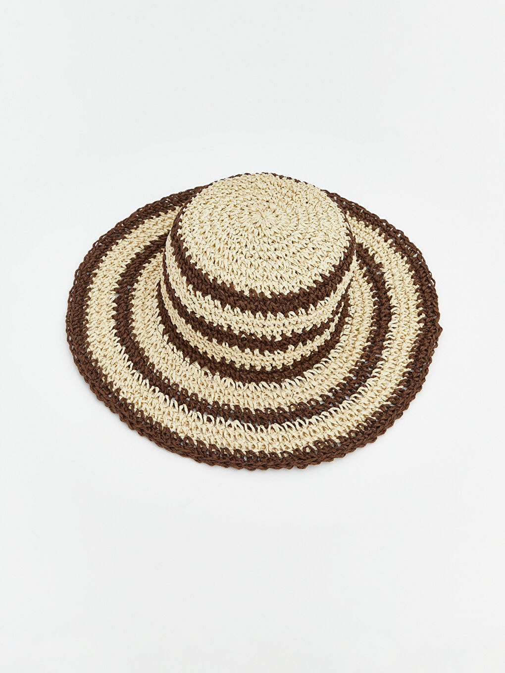 Ekru Kız Çocuk Hasır Şapka-1