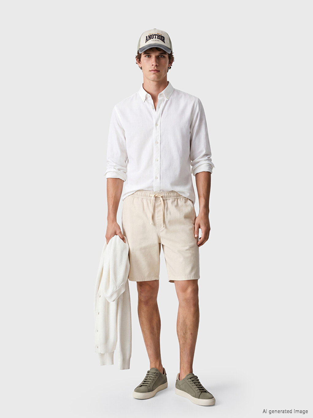 Man Ecru Denim Shorts-1
