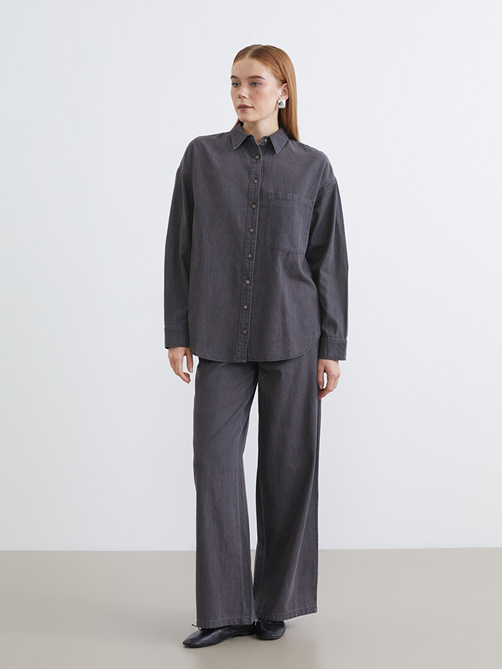 Oversize Women's Denim Shirt Tunic-1