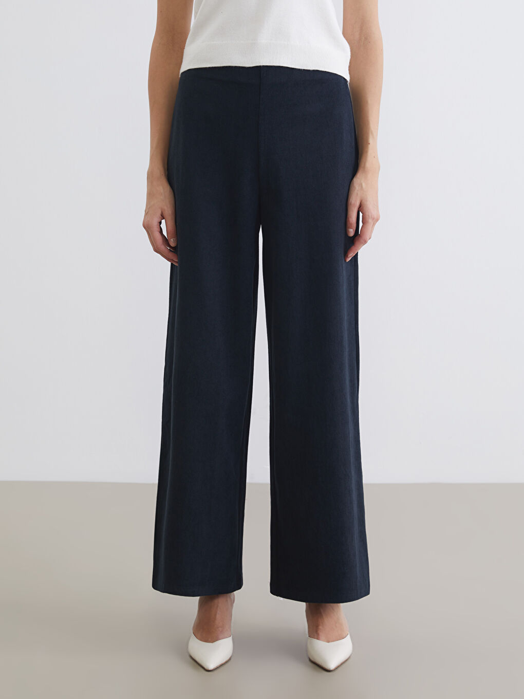 Elastic Waist Women's Velvet Trousers-1