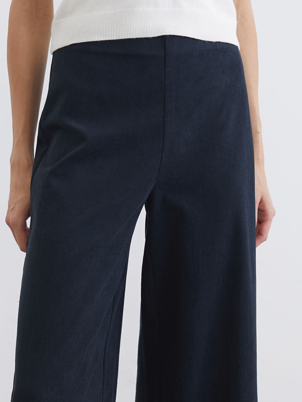 Elastic Waist Women's Velvet Trousers-2