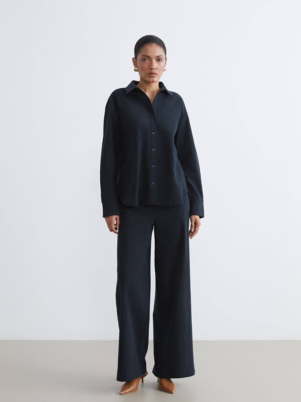 Ženske somotne pantalone sa elastičnim strukom-1