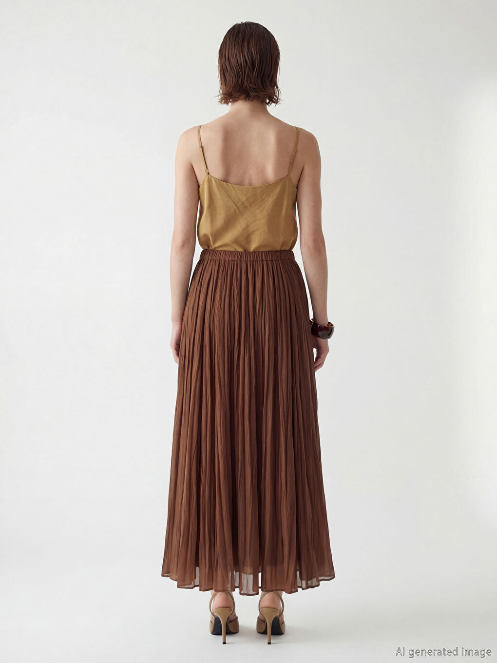 Φούστα από σιφόν με πλισέ και ελαστική μέση για γυναίκες-2