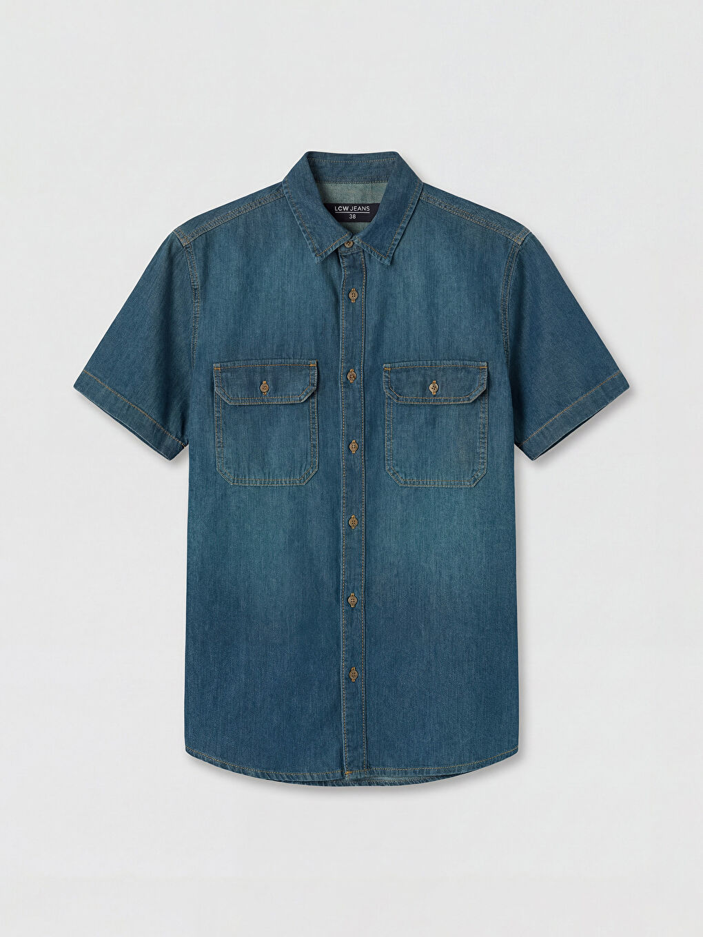 Yeşil Regular Fit Erkek Jean Gömlek