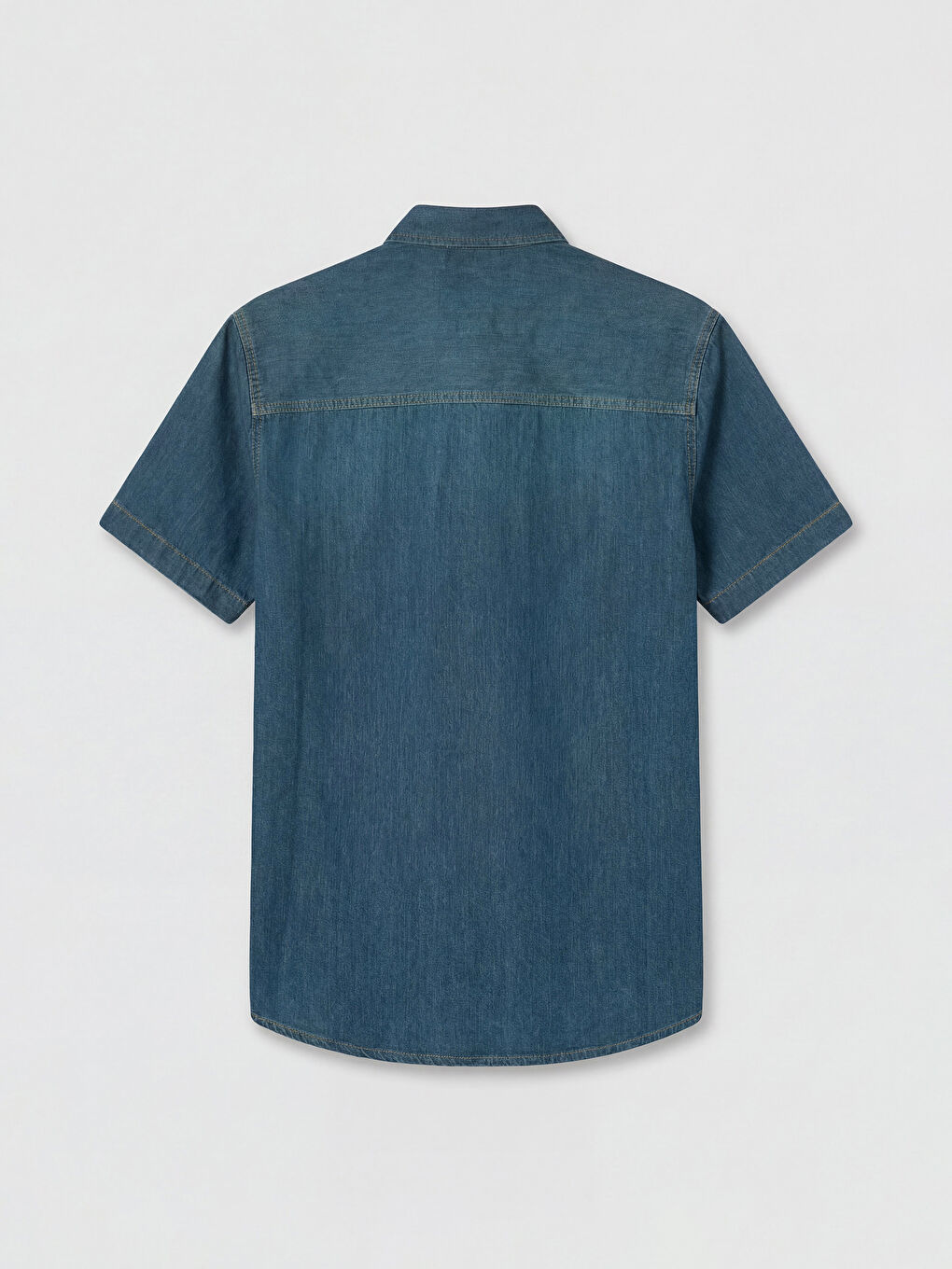 Yeşil Regular Fit Erkek Jean Gömlek-1