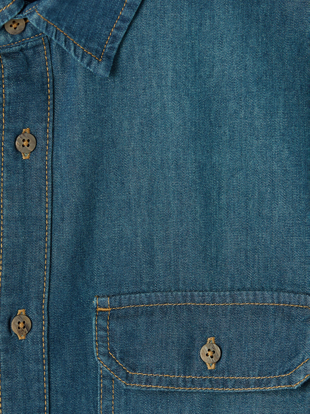 Yeşil Regular Fit Erkek Jean Gömlek-2