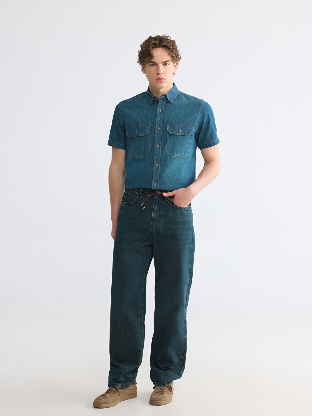 Regular Fit Men's Jean Shirt-1
