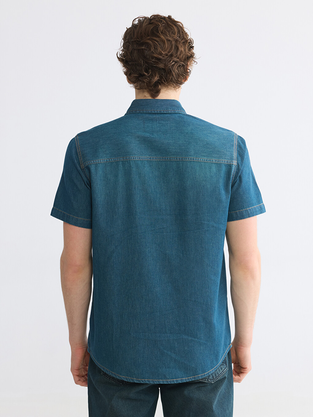 Regular Fit Men's Jean Shirt-3