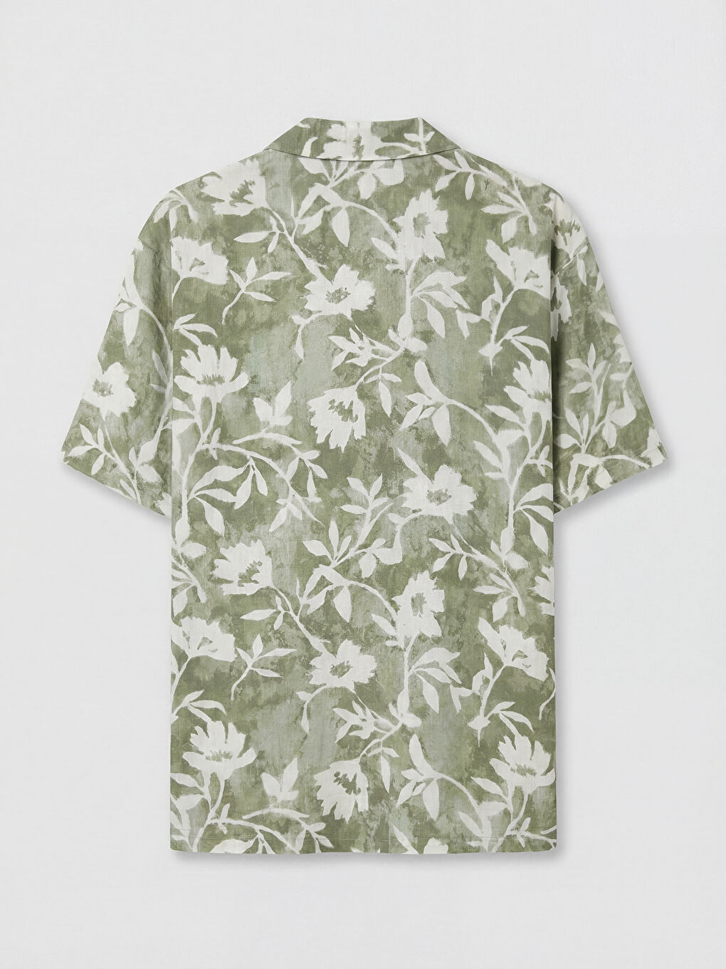Yeşil Regular Fit Resort Yaka Çiçek Desenli Erkek Gömlek-1