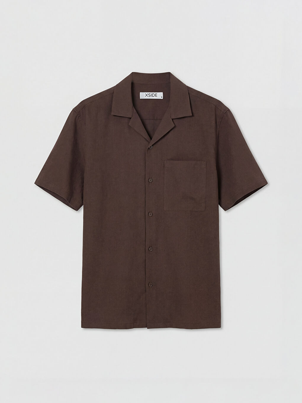 Kahverengi Loose Fit Keten Görünümlü Erkek Gömlek