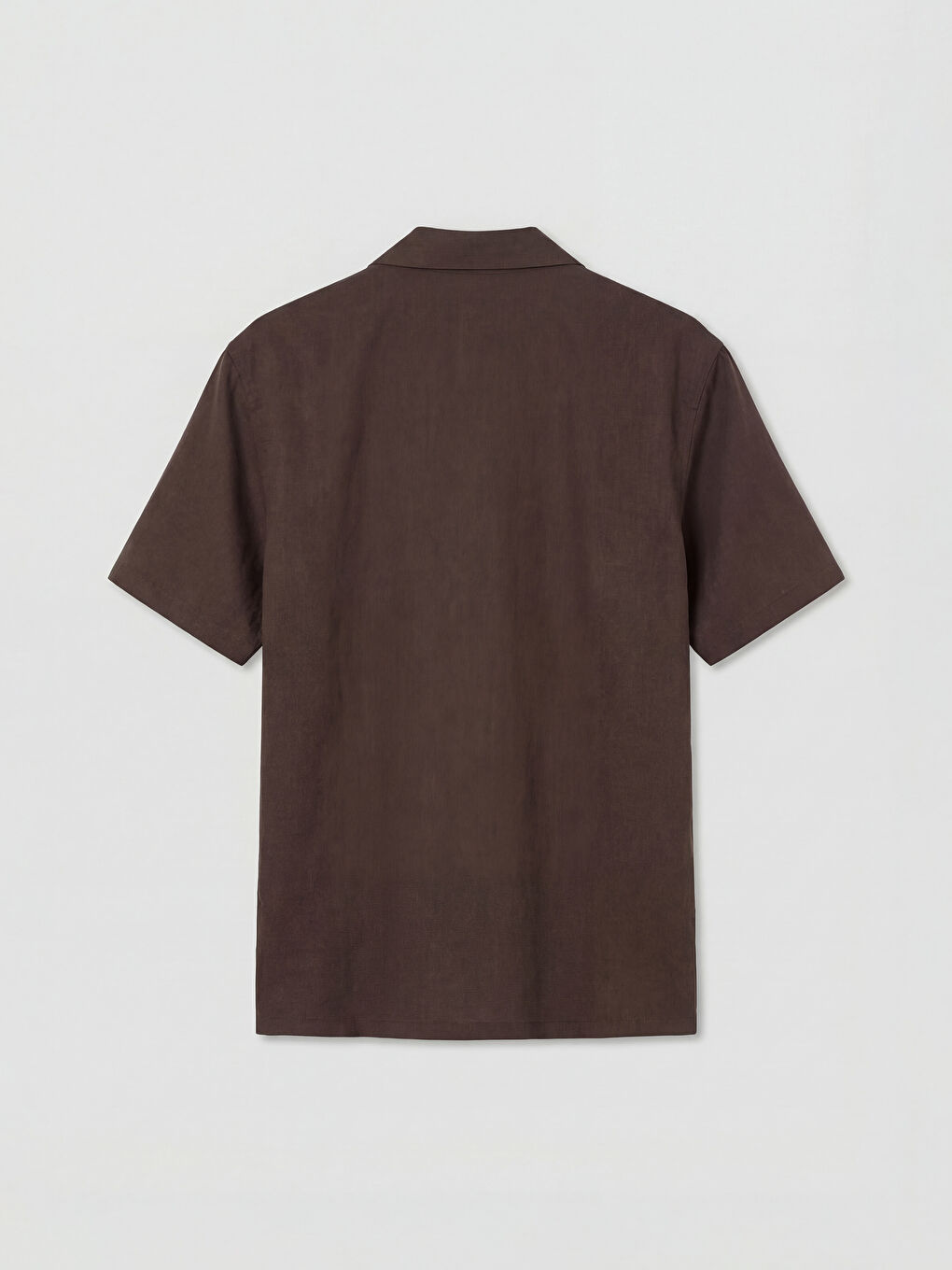 Kahverengi Loose Fit Keten Görünümlü Erkek Gömlek-1