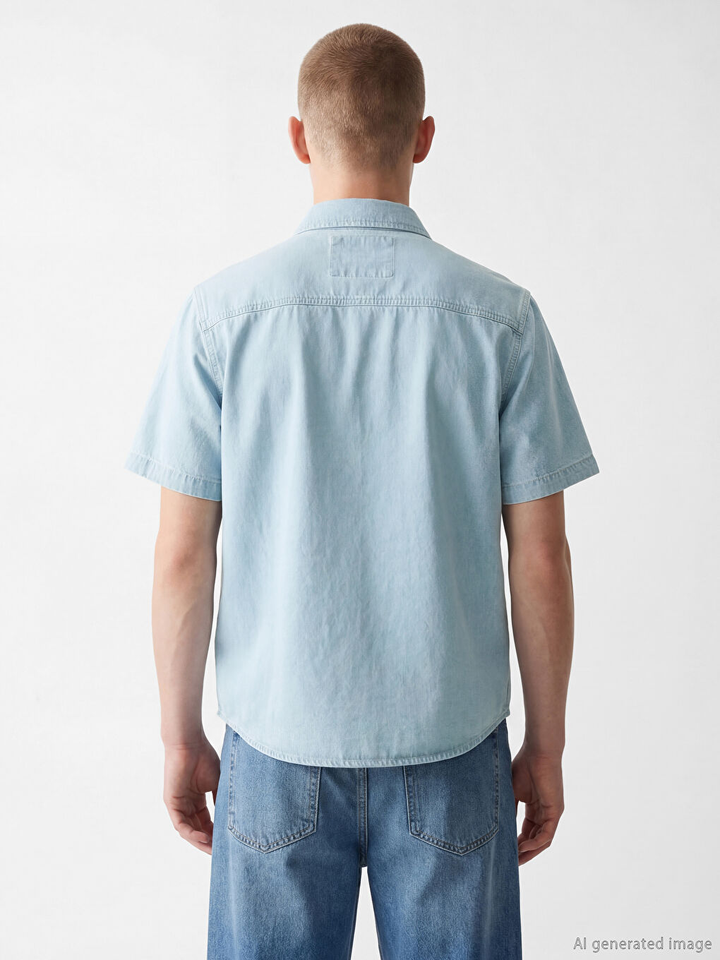 İndigo Loose Fit Erkek Jean Gömlek-3