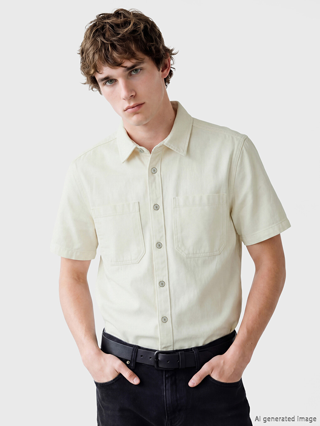 Loose Fit Men's Jean Shirt
