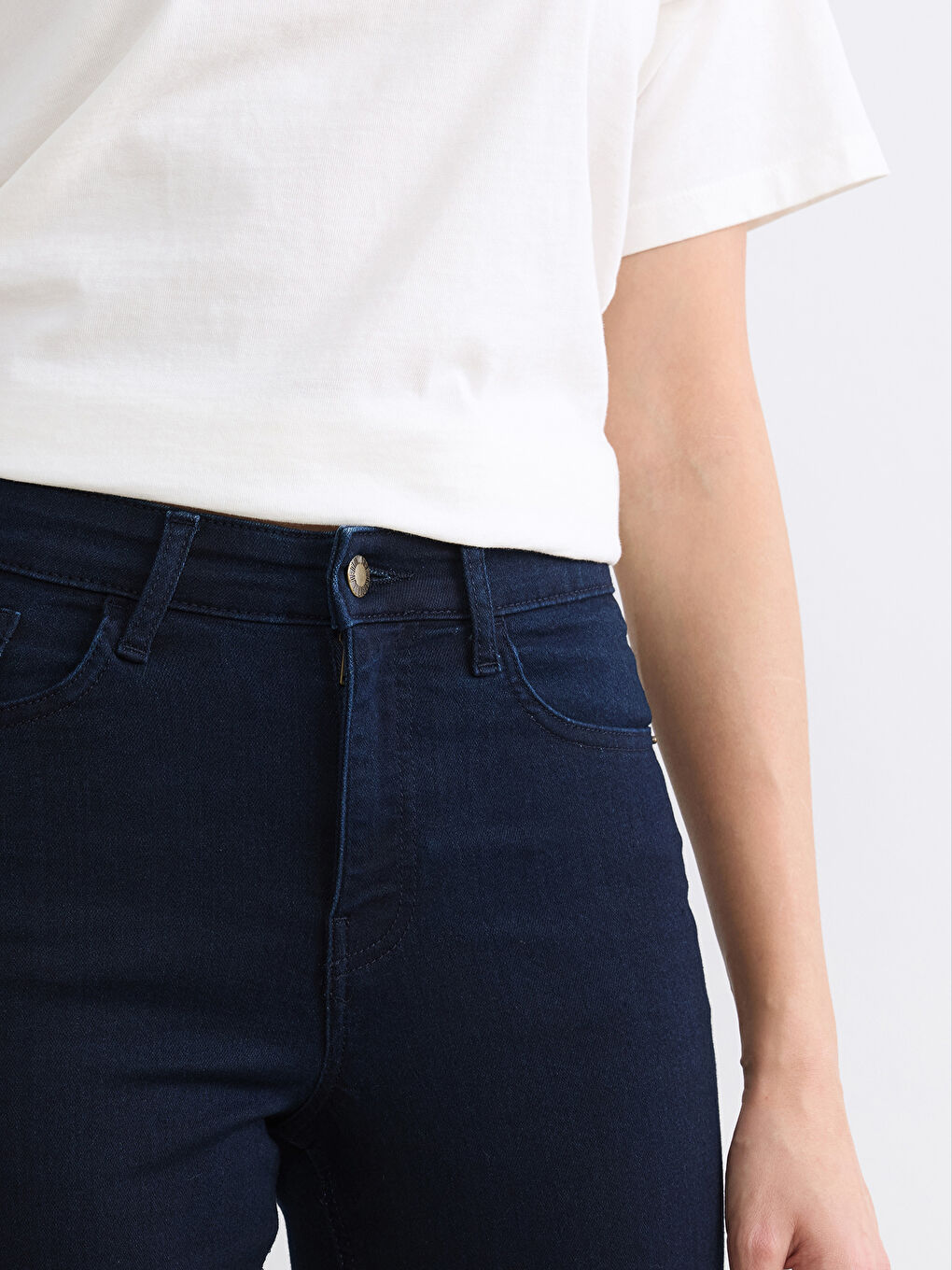 Lacivert Yüksek Bel Mars Flare Kadın Jean Pantolon-2