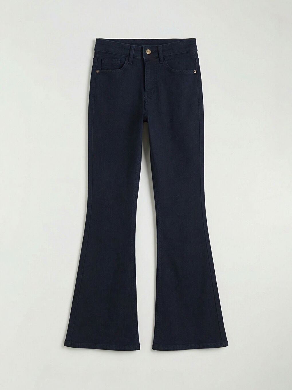 Lacivert Yüksek Bel Mars Flare Kadın Jean Pantolon-4