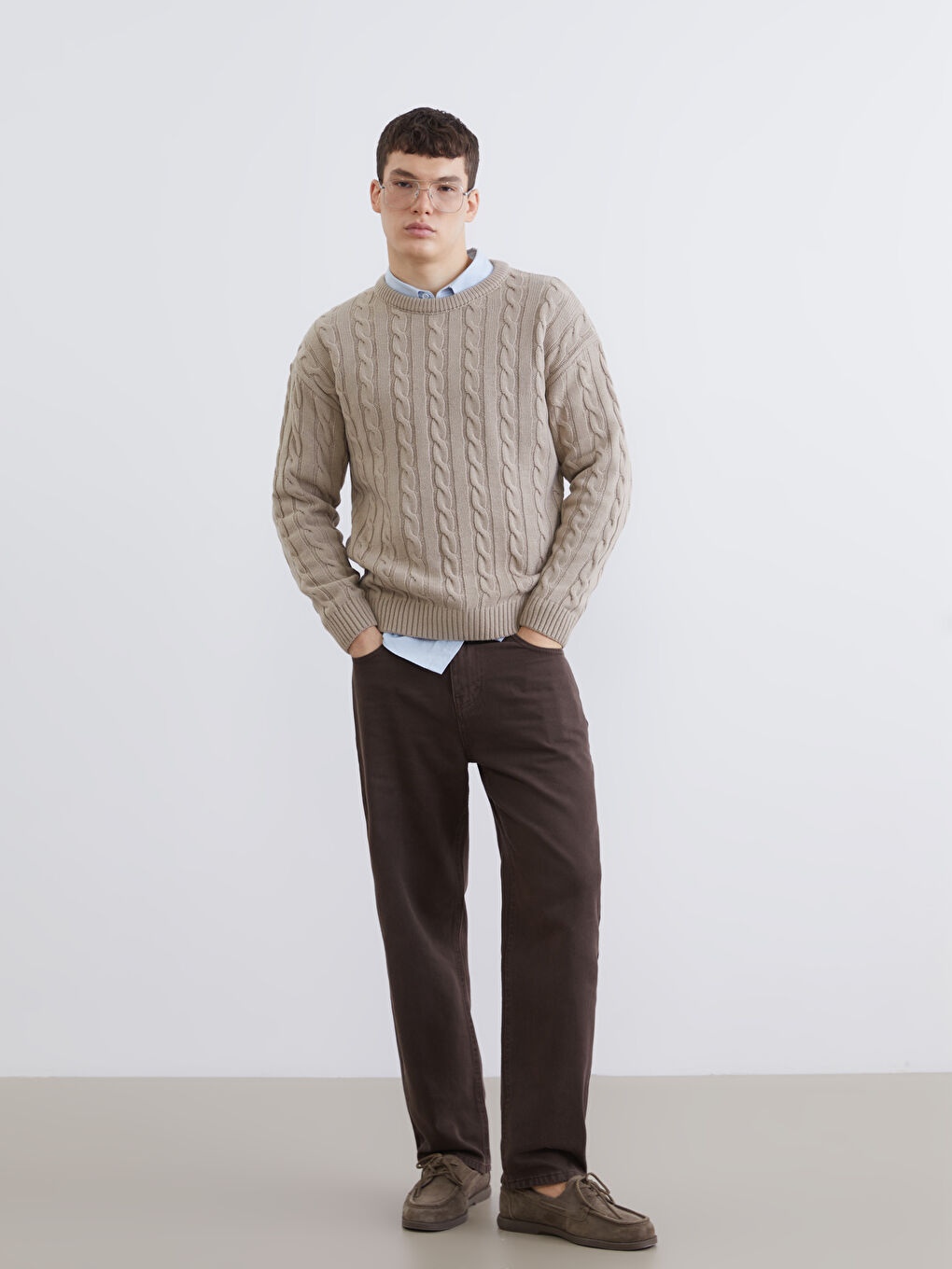 Kahverengi Baggy Fit Erkek Jean Pantolon