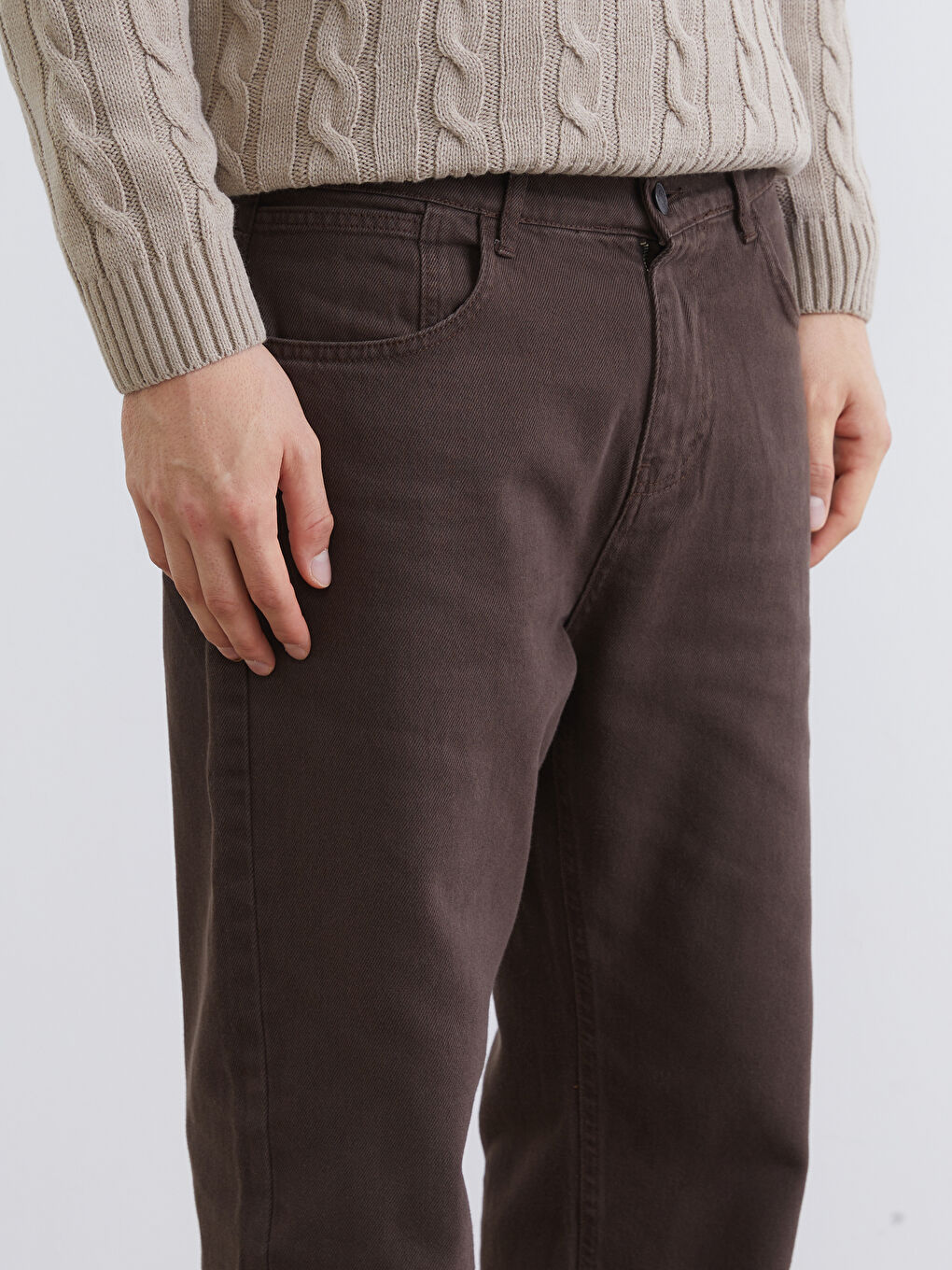 Kahverengi Baggy Fit Erkek Jean Pantolon-2