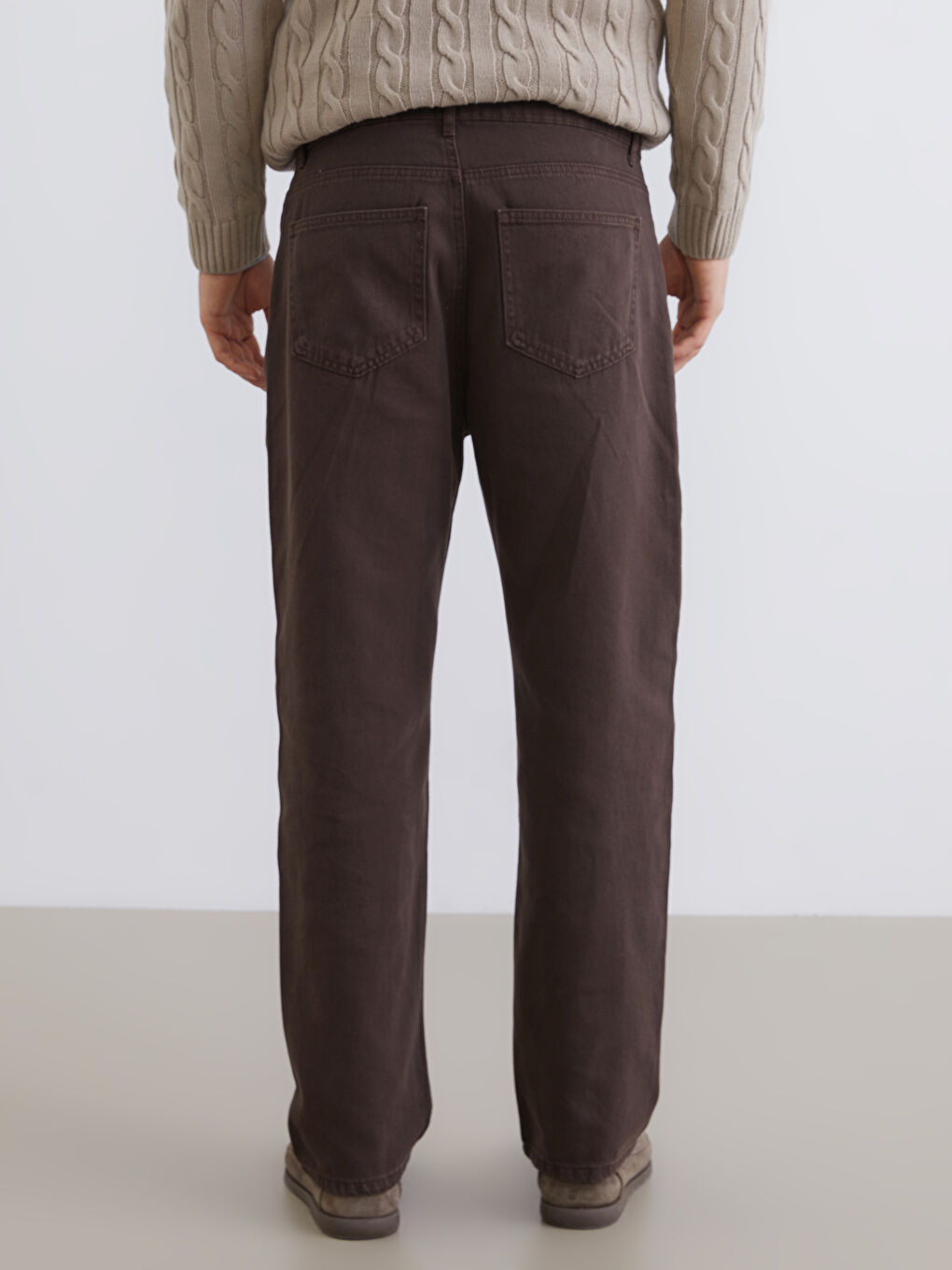 Kahverengi Baggy Fit Erkek Jean Pantolon-3