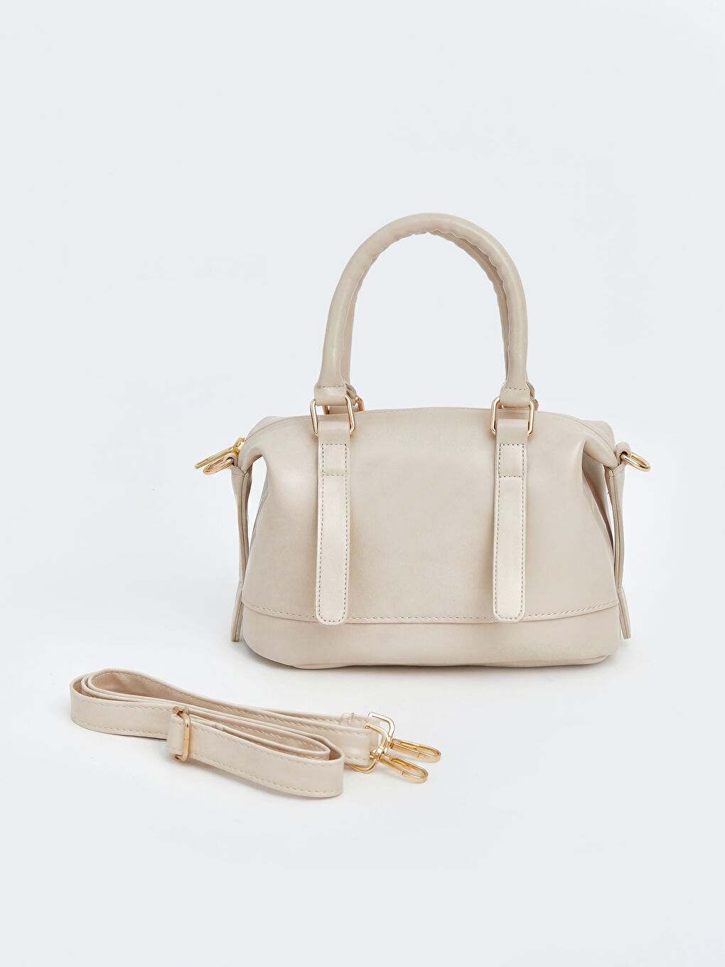 Bej Deri Görünümlü Kadın Omuz Çantası-1