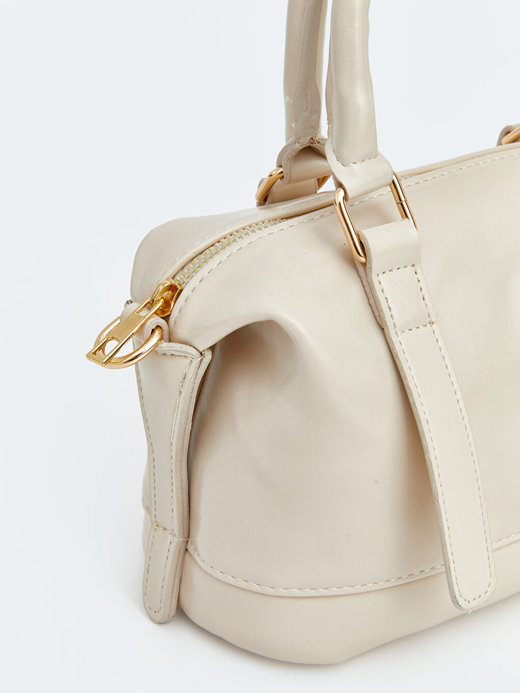 Bej Deri Görünümlü Kadın Omuz Çantası-3