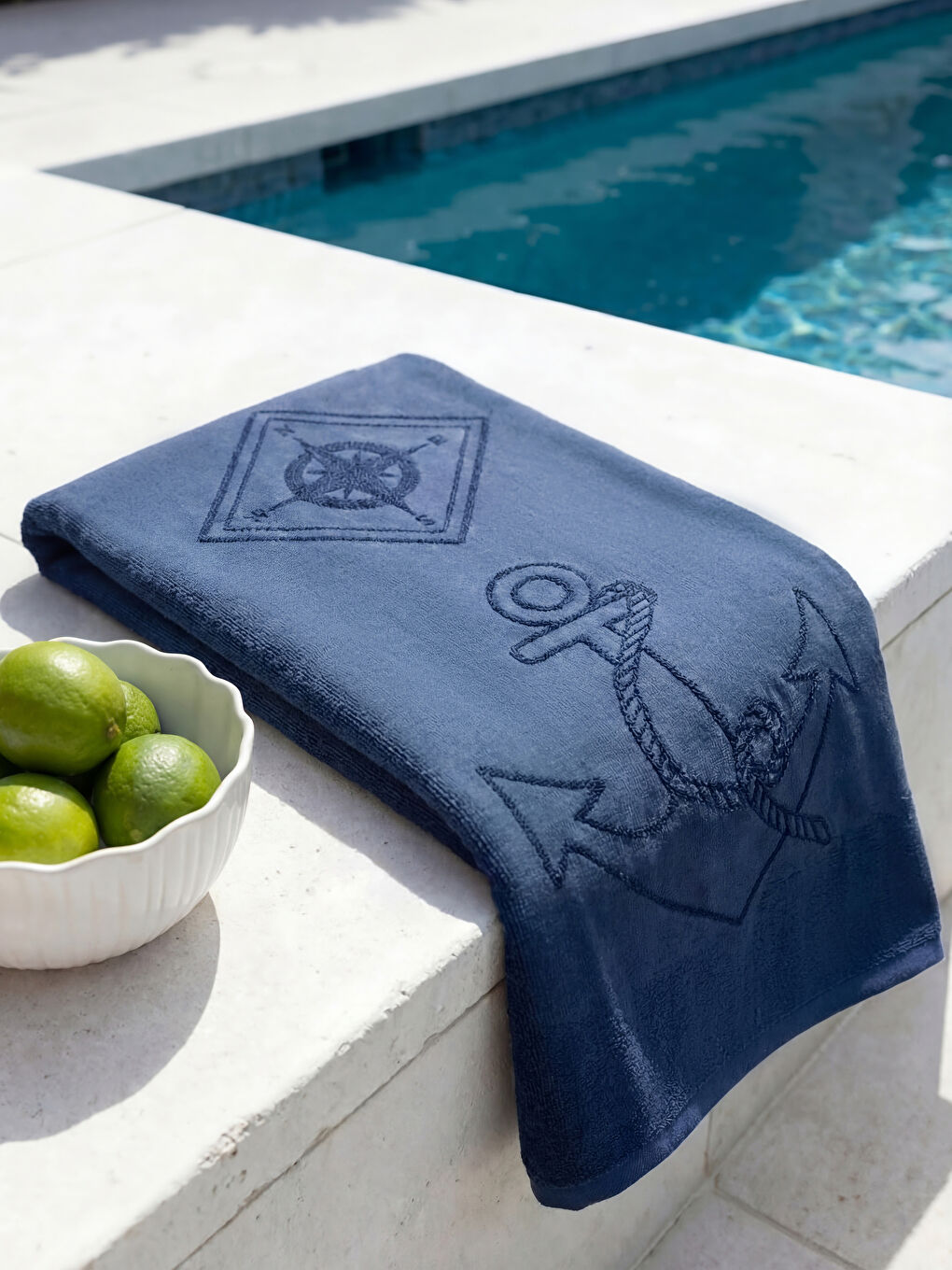 Lacivert Çapa Baskılı Erkek Plaj Havlusu 70x140 cm