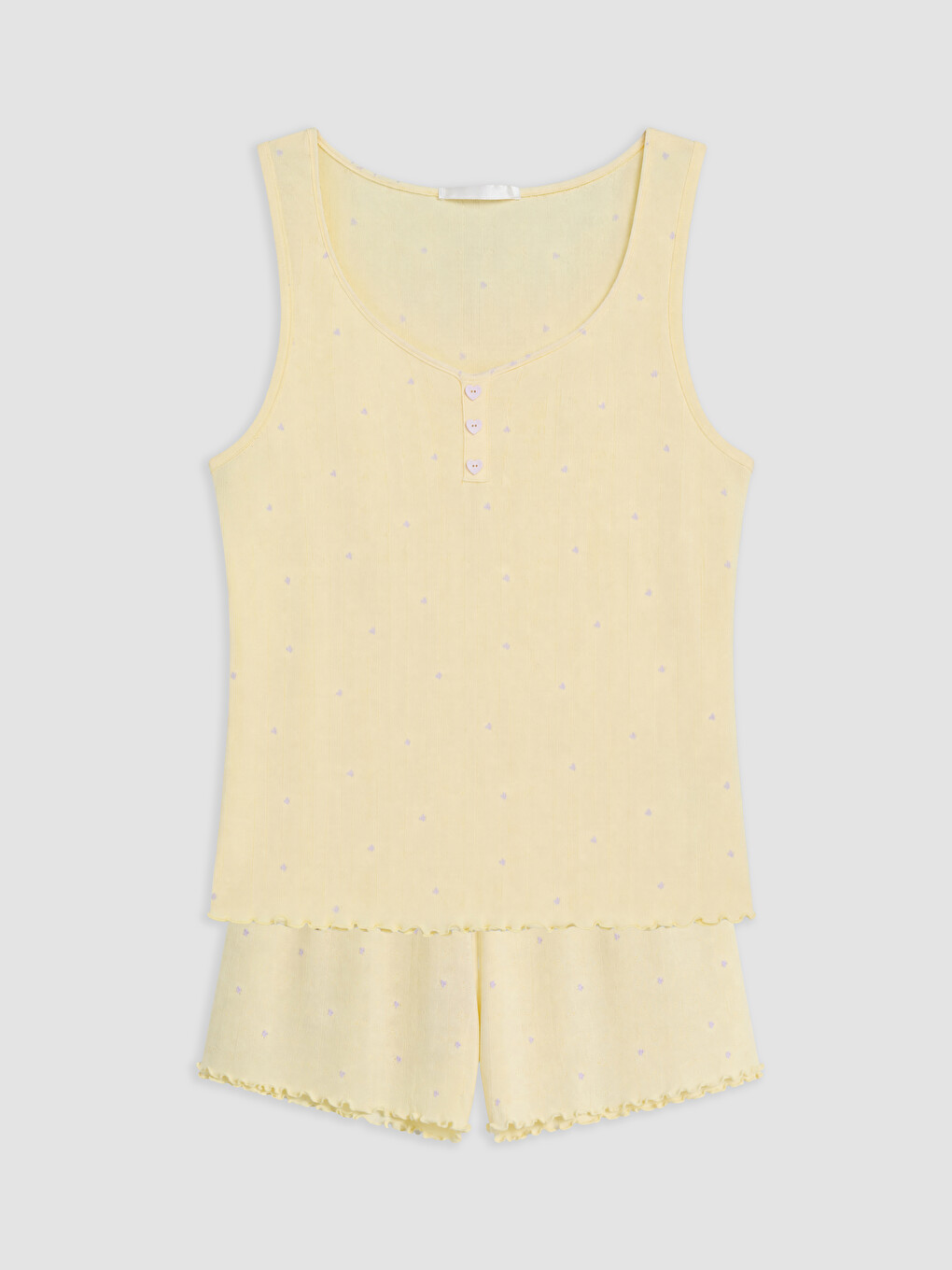 Sarı Kalp Desenli Kadın Pijama Takım-4