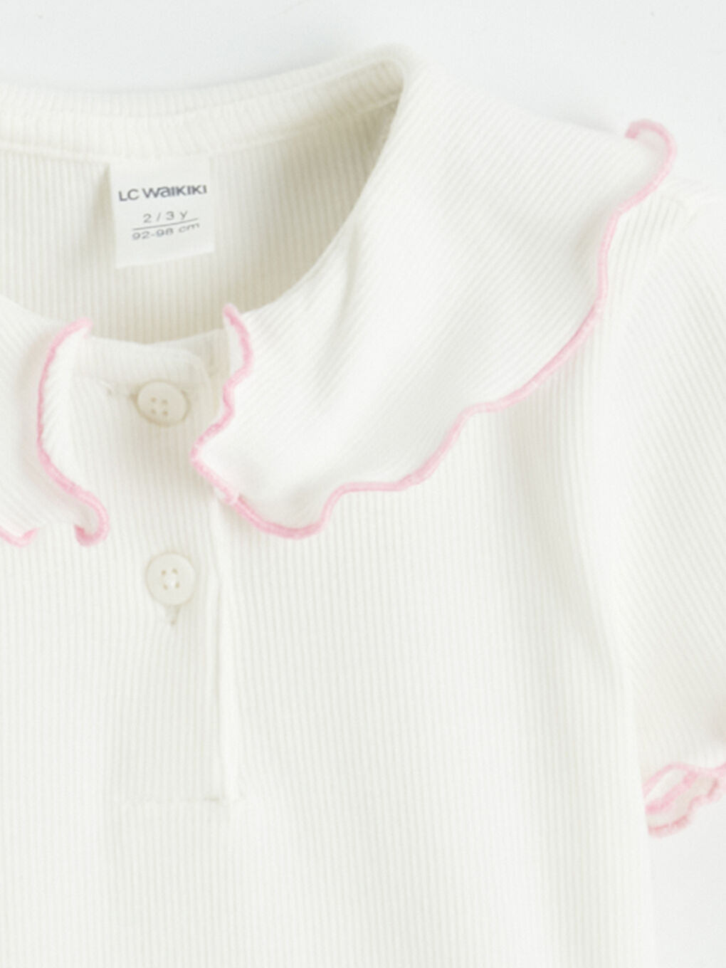 Slim Fit Girls' Baby Polo Collar Ribbed T-Shirt-1