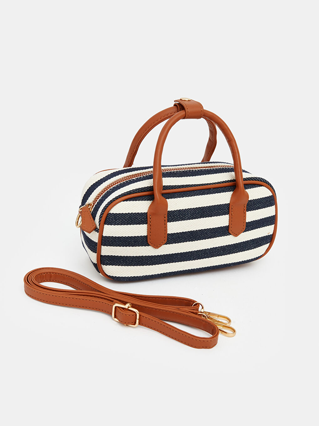 Striped Patterned Canvas Women's Shoulder Bag-1